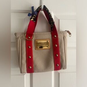 Louis Vuitton Antigua Cabas Beige Canvas Tote Bag PM